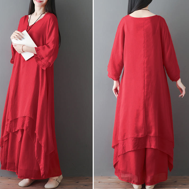Robe tunique midi à col en V, pantalon large, Buddha Stones , vêtements de méditation, de zen et de danse - image 12