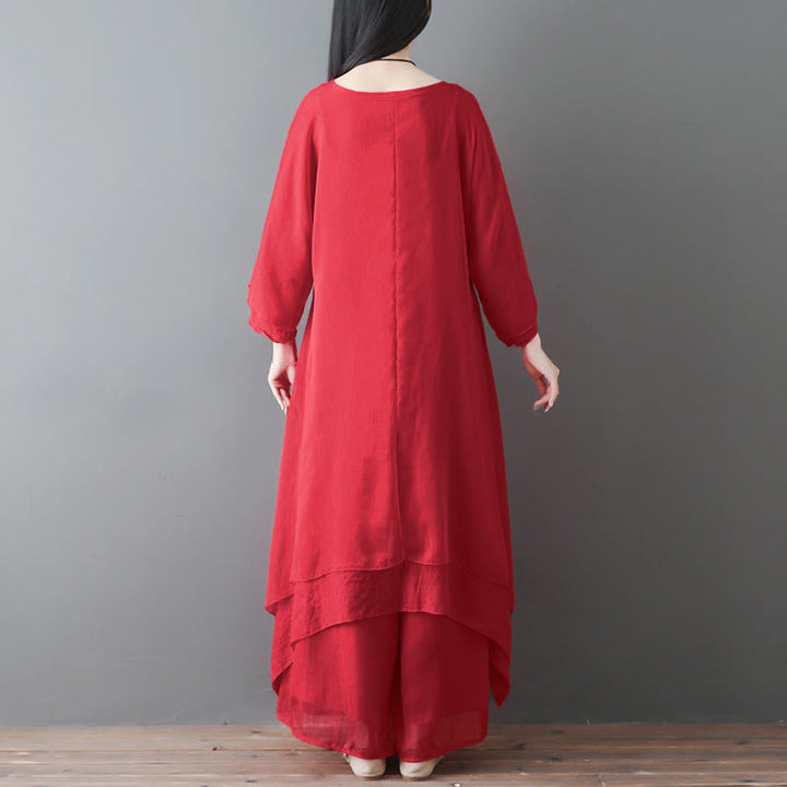 Robe tunique midi à col en V, pantalon large, Buddha Stones , vêtements de méditation, de zen et de danse - image 9