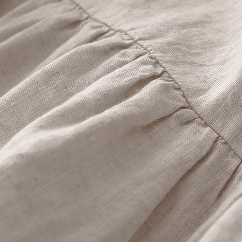 Robe midi à manches courtes, taille haute et poches, style artistique décontracté, couleur unie, design simple et artistique, Buddha Stones. - image 4