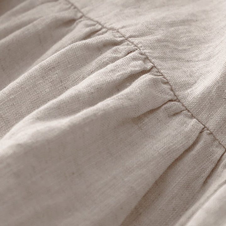 Robe midi à manches courtes, taille haute et poches, style artistique décontracté, couleur unie, design simple et artistique, Buddha Stones. - image 4