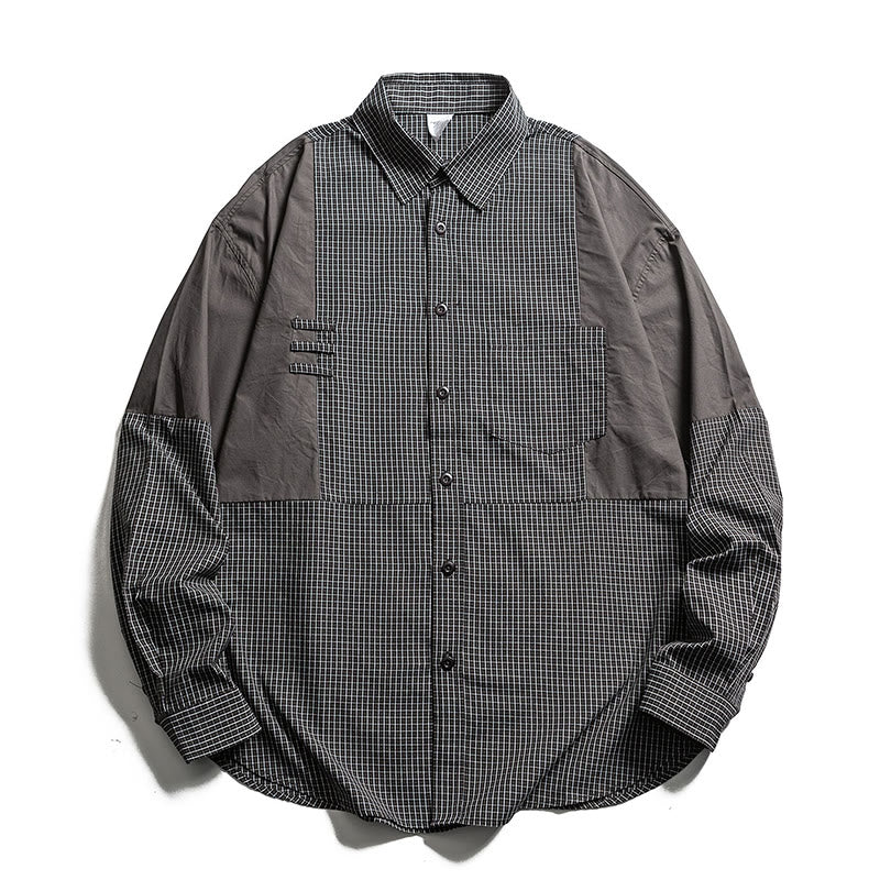 Buddha Stones Chemises à carreaux vintage à manches longues pour homme, avec poches, style printemps-automne - Gris sombre - US/UK/AU40，EU50 (2XL) - image 8