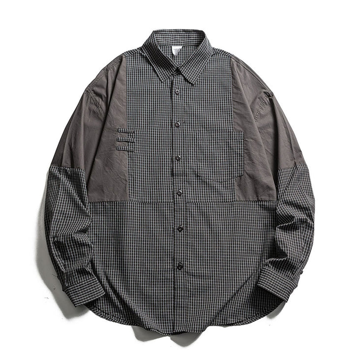 Buddha Stones Chemises à carreaux vintage à manches longues pour homme, avec poches, style printemps-automne - Gris sombre - US/UK/AU40，EU50 (2XL) - image 8