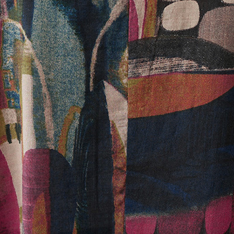 Robe midi tunique à manches courtes et poches, ornée de motifs colorés de Buddha Stones - image 10