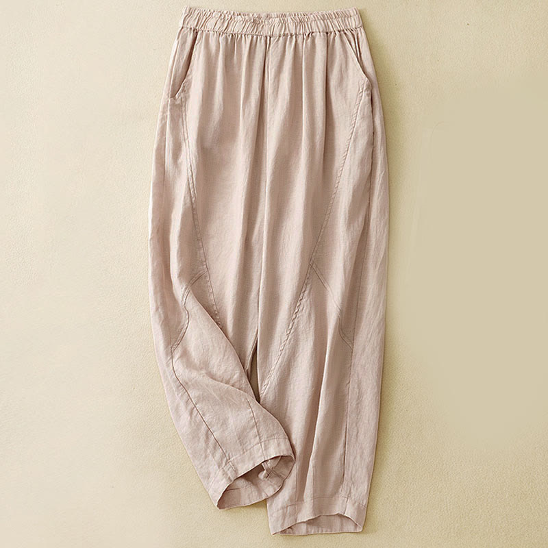 Pantalon court uni décontracté Buddha Stones, pantalon harem pour femme avec poches - PeachPuff - US8-10，UK/AU12-14，EU40-42 (2XL) - image 20
