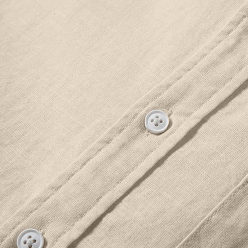 Chemise d'été pour homme Buddha Stones à manches courtes, boutonnée, en coton et lin, motif Buddha Stones - image 11
