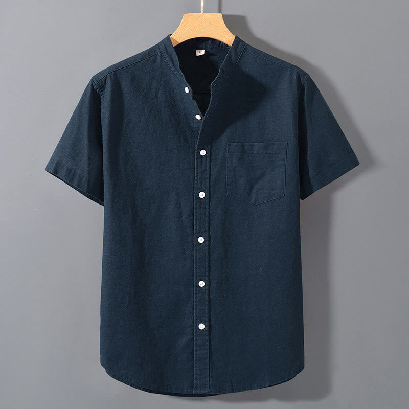 Chemise d'été pour homme Buddha Stones à manches courtes, boutonnée, en coton et lin, motif Buddha Stones - SteelBlue - US/UK/AU42，EU52 (3XL)  - image 17