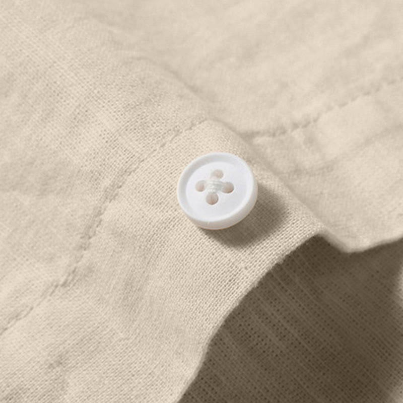 Chemise d'été pour homme Buddha Stones à manches courtes, boutonnée, en coton et lin, motif Buddha Stones - image 8