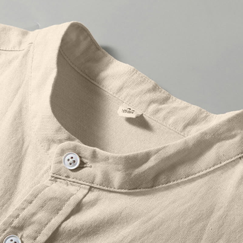 Chemise d'été pour homme Buddha Stones à manches courtes, boutonnée, en coton et lin, motif Buddha Stones - image 7