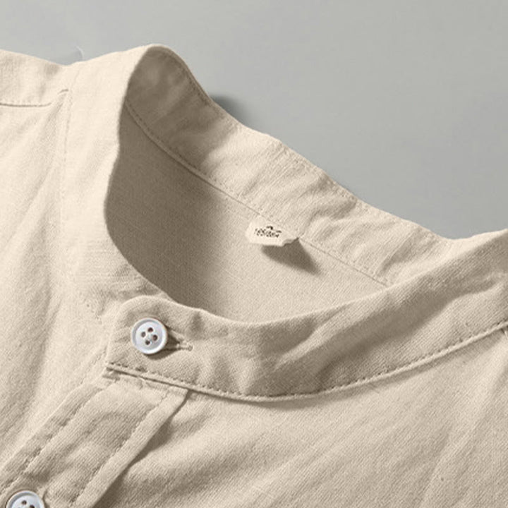 Chemise d'été pour homme Buddha Stones à manches courtes, boutonnée, en coton et lin, motif Buddha Stones - image 7