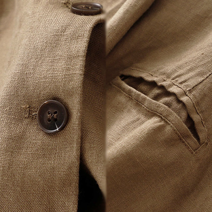 Veste femme rétro à revers couleur unie Buddha Stones Commute avec poches - image 3