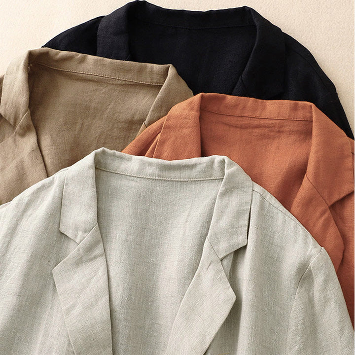 Veste femme rétro à revers couleur unie Buddha Stones Commute avec poches - image 16