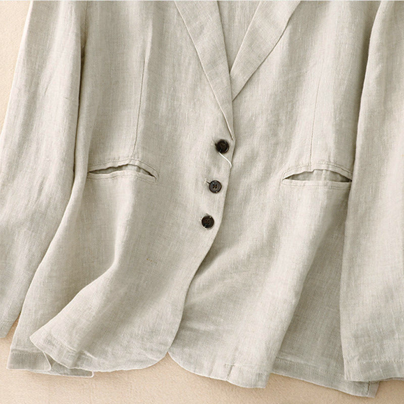 Veste femme rétro à revers couleur unie Buddha Stones Commute avec poches - image 10