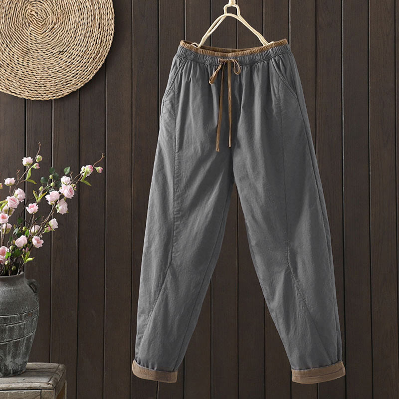 Pantalon thermique harem uni pour femme Buddha Stones avec poches - Gris terne - US8-10，UK/AU12-14，EU40-42 (2XL) - image 14
