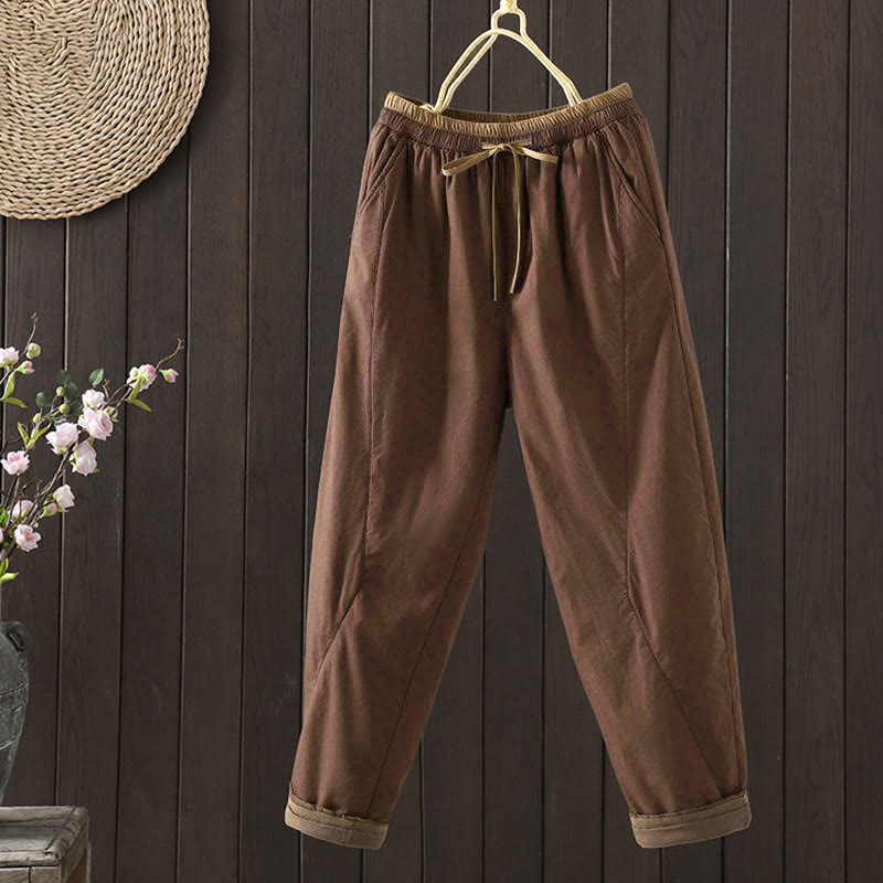 Pantalon thermique harem uni pour femme Buddha Stones avec poches - Terre de sienne - US8-10，UK/AU12-14，EU40-42 (2XL) - image 5
