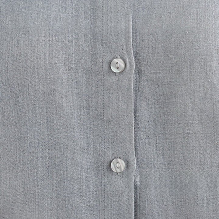 Chemise femme à col rond volanté, couleur unie, avec boutons et motifs de Buddha Stones - image 13
