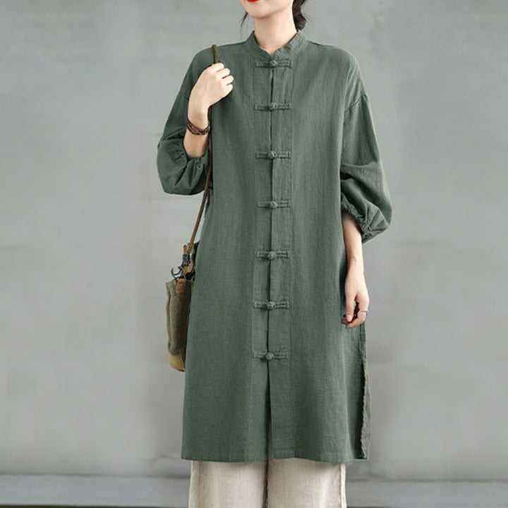 Manteau femme décontracté à boutons brandebourg et poches, motif Buddha Stones - image 6