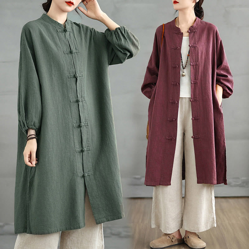Manteau femme décontracté à boutons brandebourg et poches, motif Buddha Stones - image 11