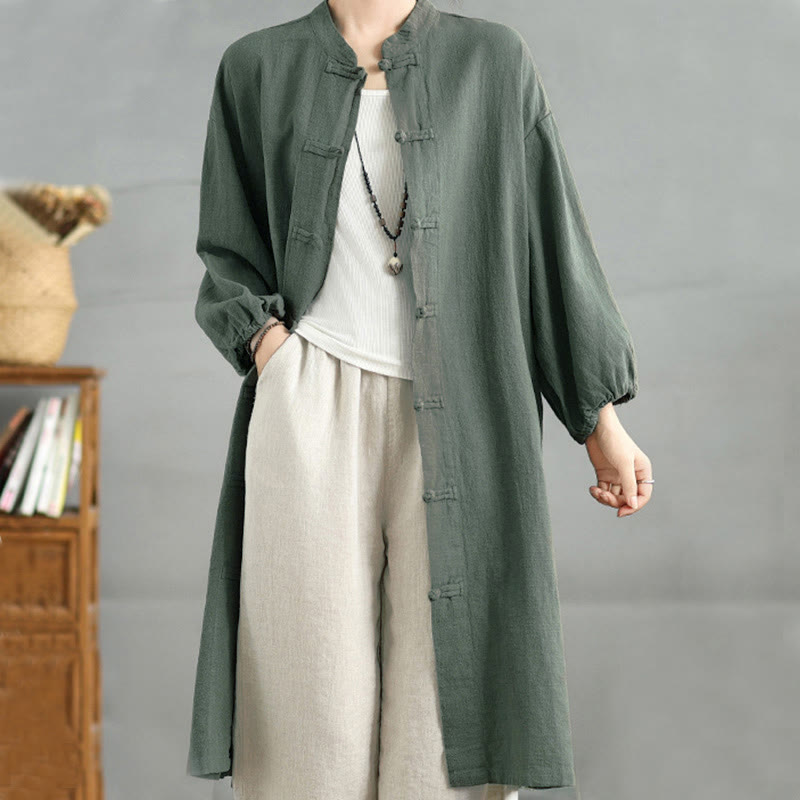 Manteau femme décontracté à boutons brandebourg et poches, motif Buddha Stones - image 10