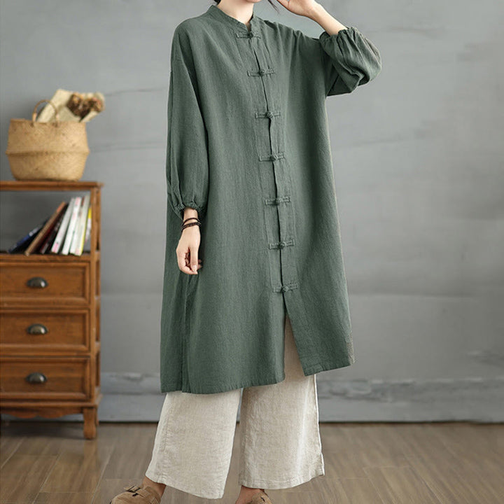 Manteau femme décontracté à boutons brandebourg et poches, motif Buddha Stones - image 9
