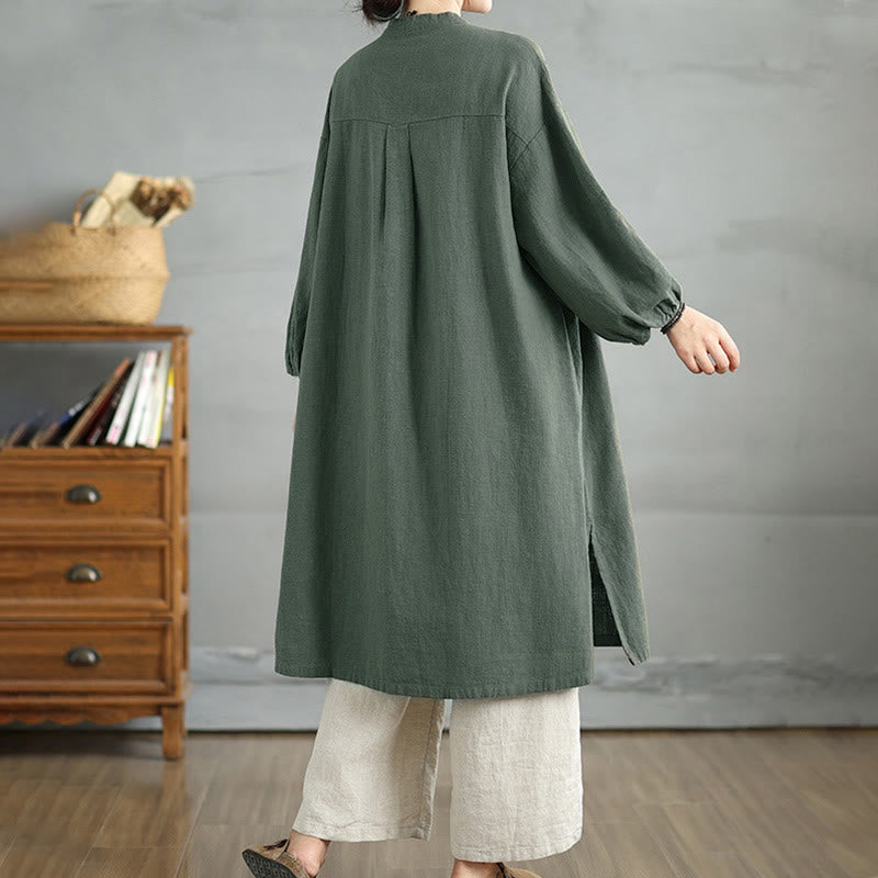 Manteau femme décontracté à boutons brandebourg et poches, motif Buddha Stones - image 8
