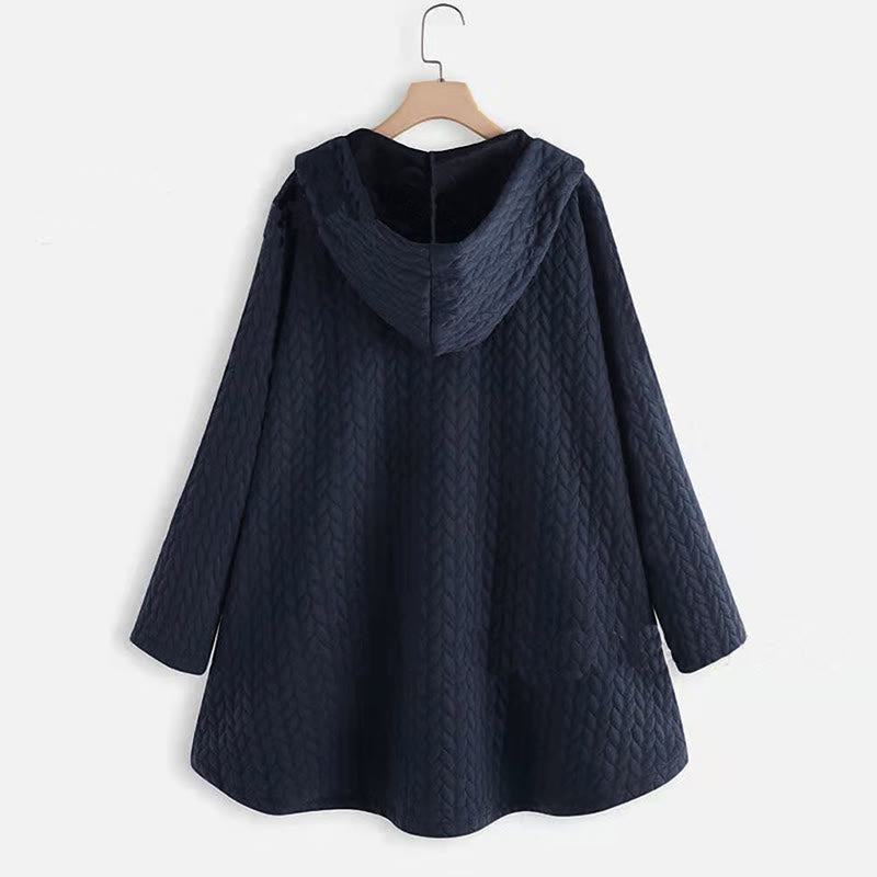 Manteau mi-long à capuche et poches pour femme, orné d'un motif d'épis de blé d'automne et de Buddha Stones. - image 8