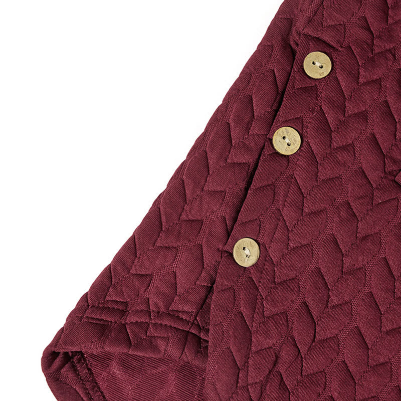 Manteau mi-long à capuche et poches pour femme, orné d'un motif d'épis de blé d'automne et de Buddha Stones. - image 5