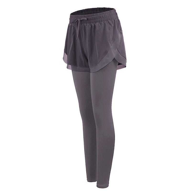 Collants de sport 2 en 1 Buddha Stones , leggings de fitness et de yoga pour femmes, parfaits pour les activités de plein air. - Chardon - US8-10，UK/AU12-14，EU40-42 (XL) - image 0