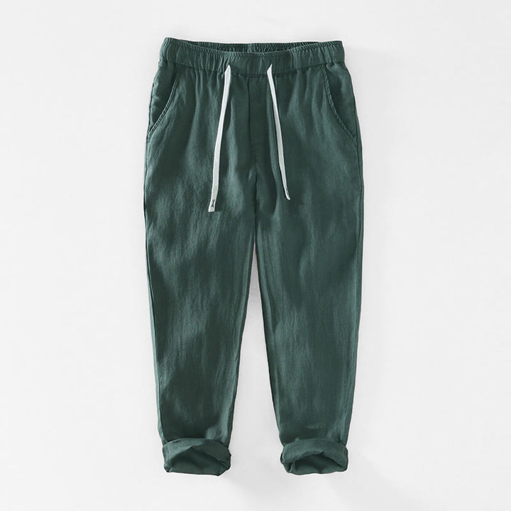 Pantalon en lin pour homme, longueur cheville, avec poches, taille élastique et cordon de serrage, motif Buddha Stones Fall - Vert d'eau - US/UK/AU44，EU54 (4XL) - image 25