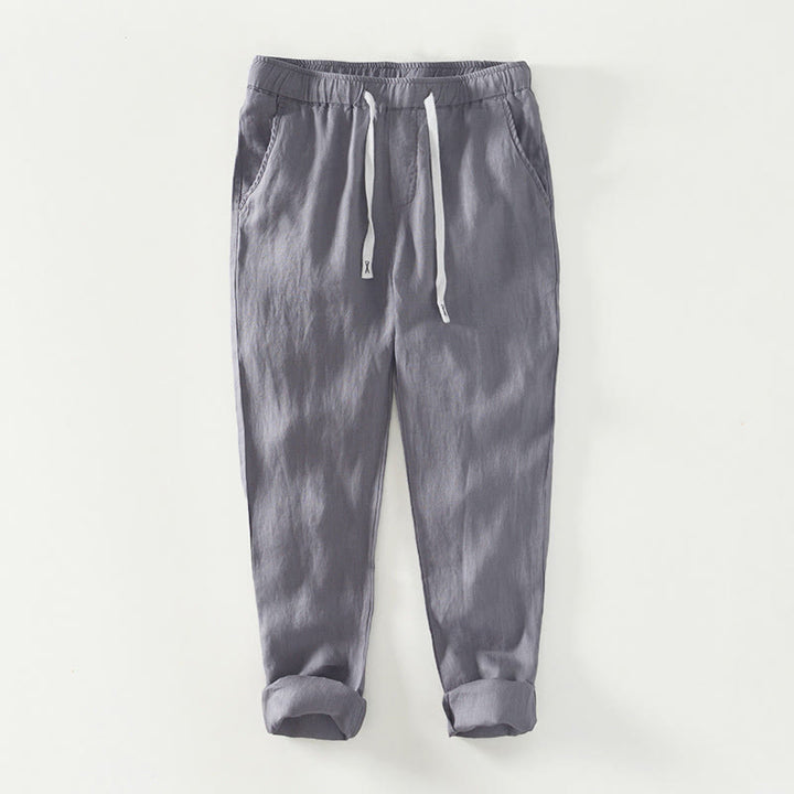 Pantalon en lin pour homme, longueur cheville, avec poches, taille élastique et cordon de serrage, motif Buddha Stones Fall - Gris - US/UK/AU44，EU54 (4XL) - image 15