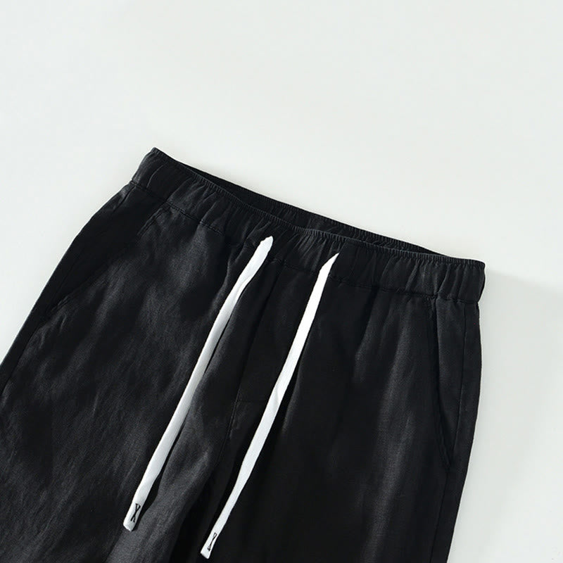 Pantalon en lin pour homme, longueur cheville, avec poches, taille élastique et cordon de serrage, motif Buddha Stones Fall - image 6