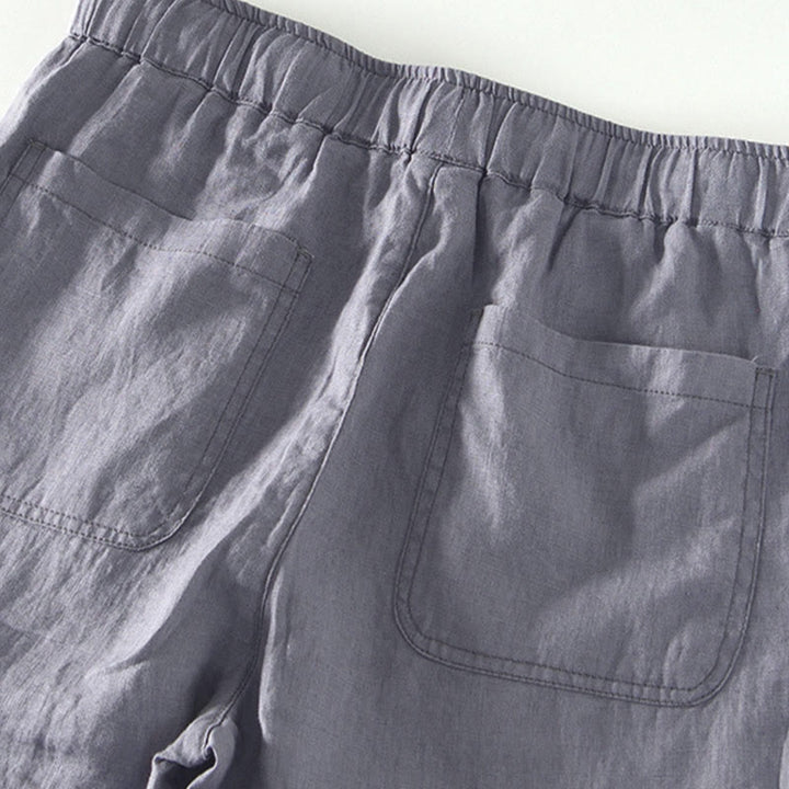 Pantalon en lin pour homme, longueur cheville, avec poches, taille élastique et cordon de serrage, motif Buddha Stones Fall - image 17