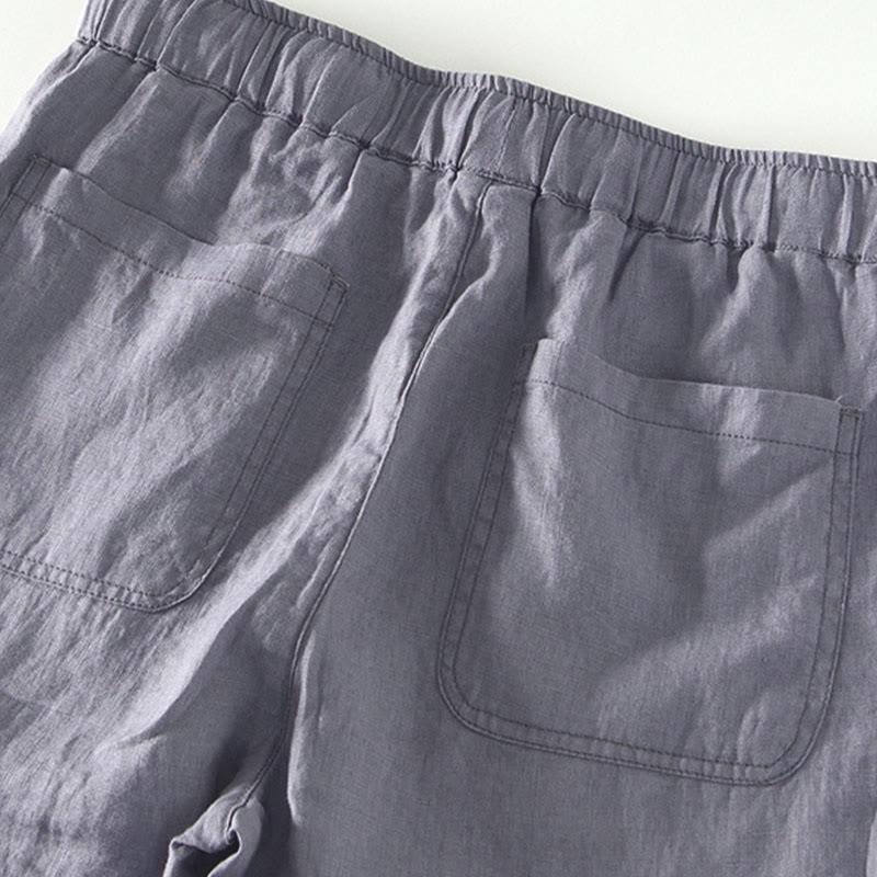 Pantalon en lin pour homme, longueur cheville, avec poches, taille élastique et cordon de serrage, motif Buddha Stones Fall - image 17