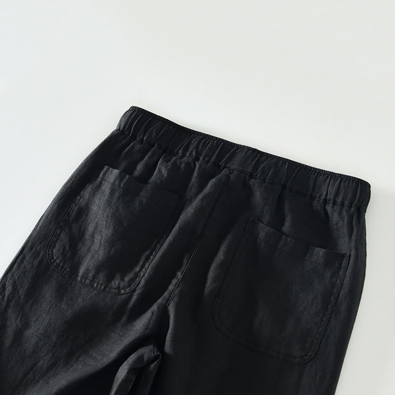 Pantalon en lin pour homme, longueur cheville, avec poches, taille élastique et cordon de serrage, motif Buddha Stones Fall - image 7