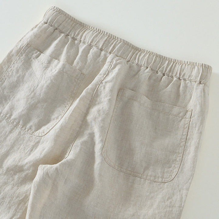 Pantalon en lin pour homme, longueur cheville, avec poches, taille élastique et cordon de serrage, motif Buddha Stones Fall - image 3