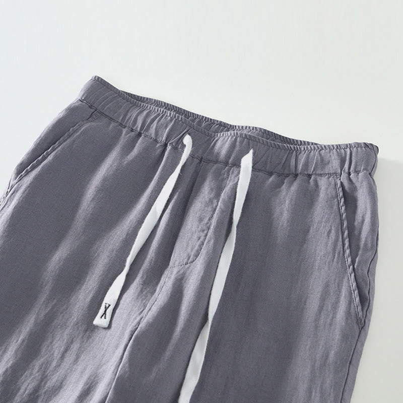 Pantalon en lin pour homme, longueur cheville, avec poches, taille élastique et cordon de serrage, motif Buddha Stones Fall - image 16