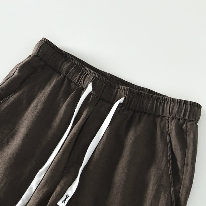 Pantalon en lin pour homme, longueur cheville, avec poches, taille élastique et cordon de serrage, motif Buddha Stones Fall - image 13