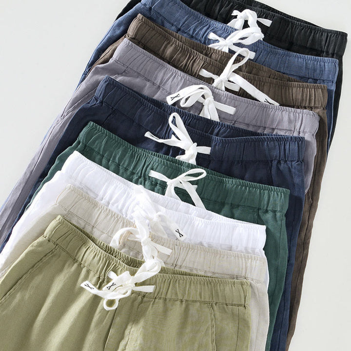 Pantalon en lin pour homme, longueur cheville, avec poches, taille élastique et cordon de serrage, motif Buddha Stones Fall - image 32