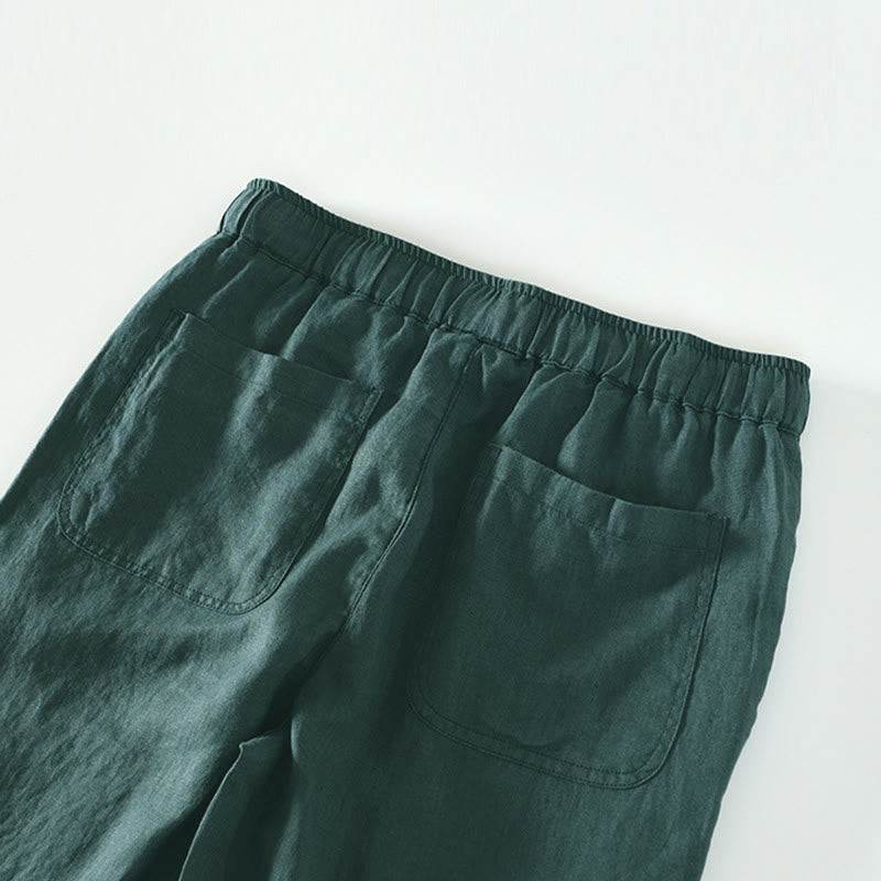 Pantalon en lin pour homme, longueur cheville, avec poches, taille élastique et cordon de serrage, motif Buddha Stones Fall - image 28