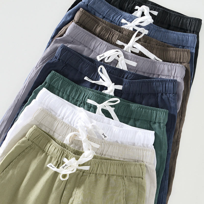 Pantalon en lin pour homme, longueur cheville, avec poches, taille élastique et cordon de serrage, motif Buddha Stones Fall - image 32