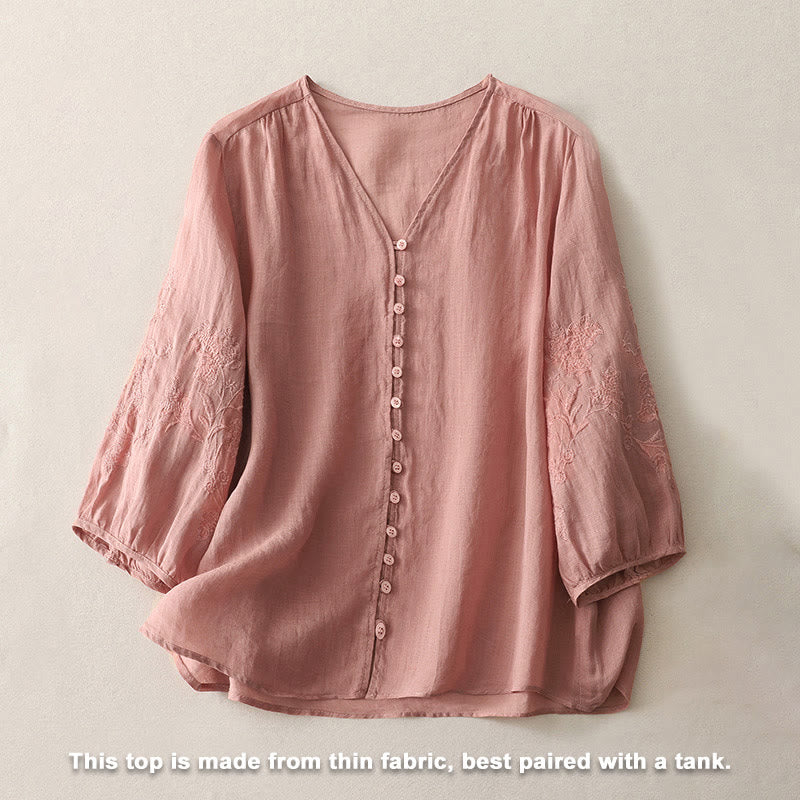 Chemise boutonnée pour femme avec broderie de Buddha Stones - image 23