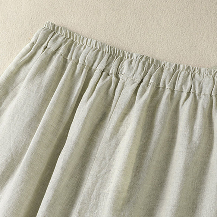 Buddha Stones Pantalon d'été décontracté en lin uni à cordon de serrage et jambes larges avec poches, longueur cheville. - image 10