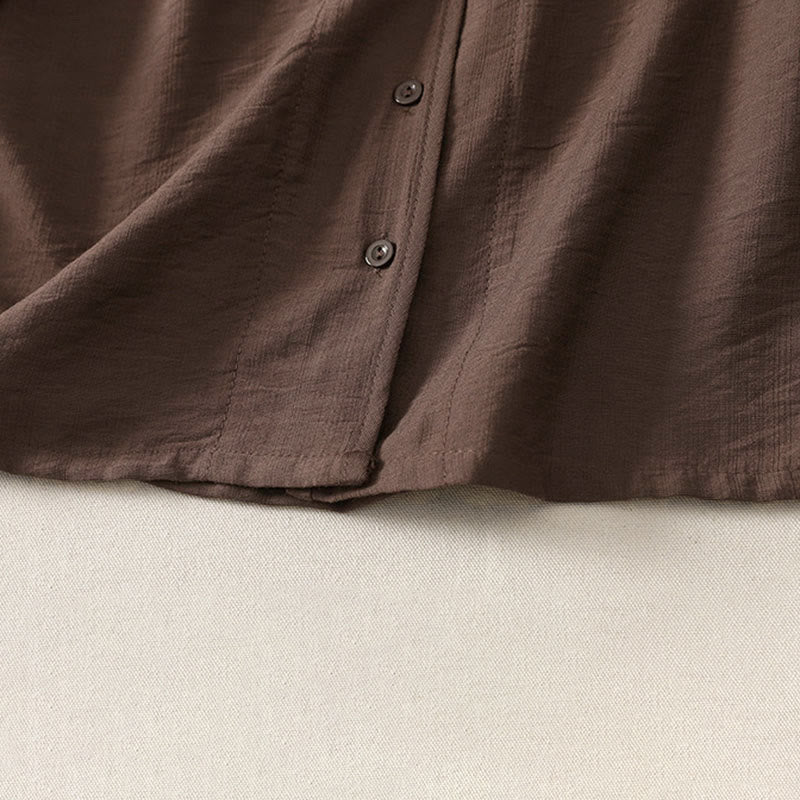 Buddha Stones Chemises à manches longues unies à boutons pour femmes, style minimaliste décontracté d'été - image 19