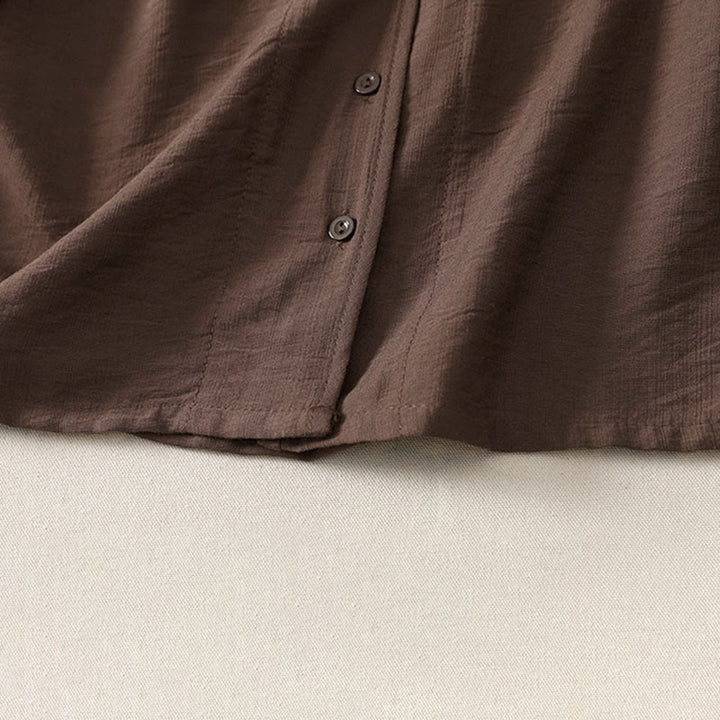 Buddha Stones Chemises à manches longues unies à boutons pour femmes, style minimaliste décontracté d'été - image 19
