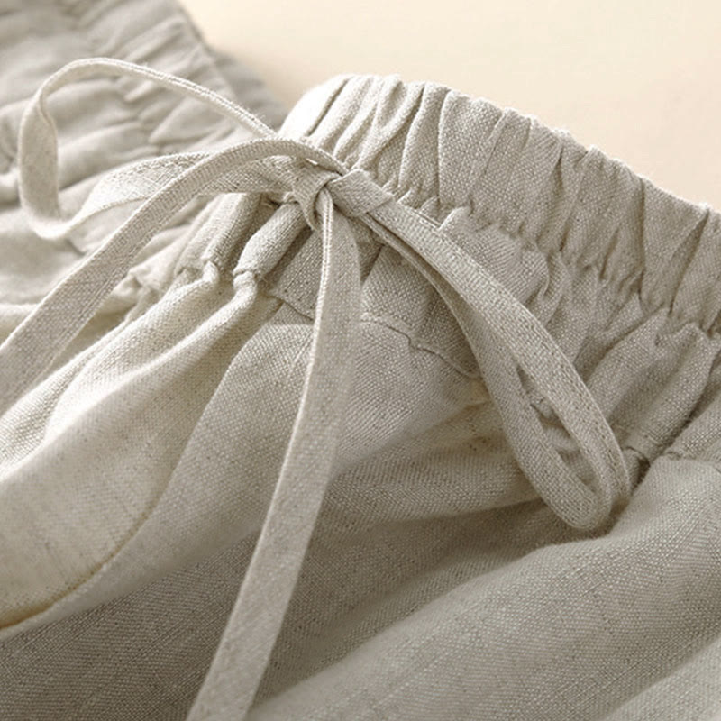 Pantalon harem ample à cordon de serrage et poches, couleur unie, motif floral et Buddha Stones - image 3