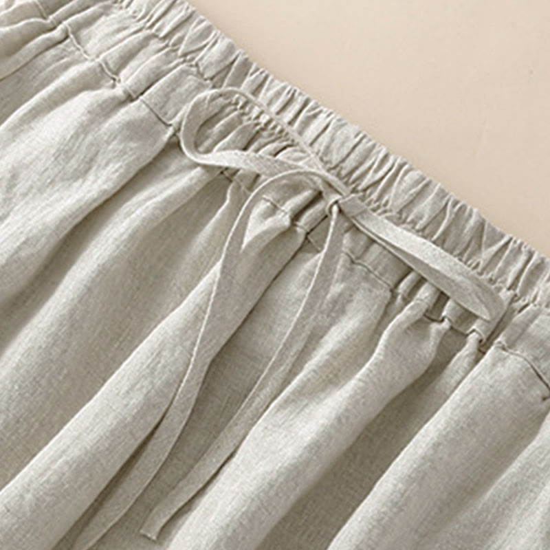 Pantalon harem ample à cordon de serrage et poches, couleur unie, motif floral et Buddha Stones - image 2