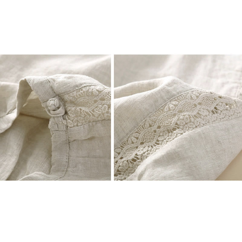 Pantalon harem ample à cordon de serrage et poches, couleur unie, motif floral et Buddha Stones - image 8
