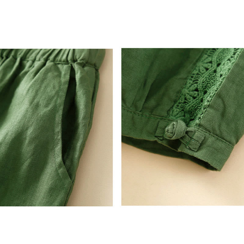 Pantalon harem ample à cordon de serrage et poches, couleur unie, motif floral et Buddha Stones - image 22