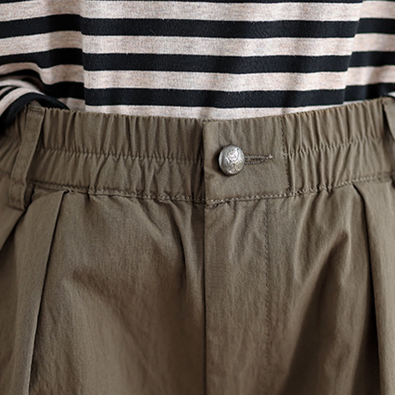 Pantalon femme Buddha Stones décontracté, couleur unie, avec un bouton et taille élastique, poches - image 6