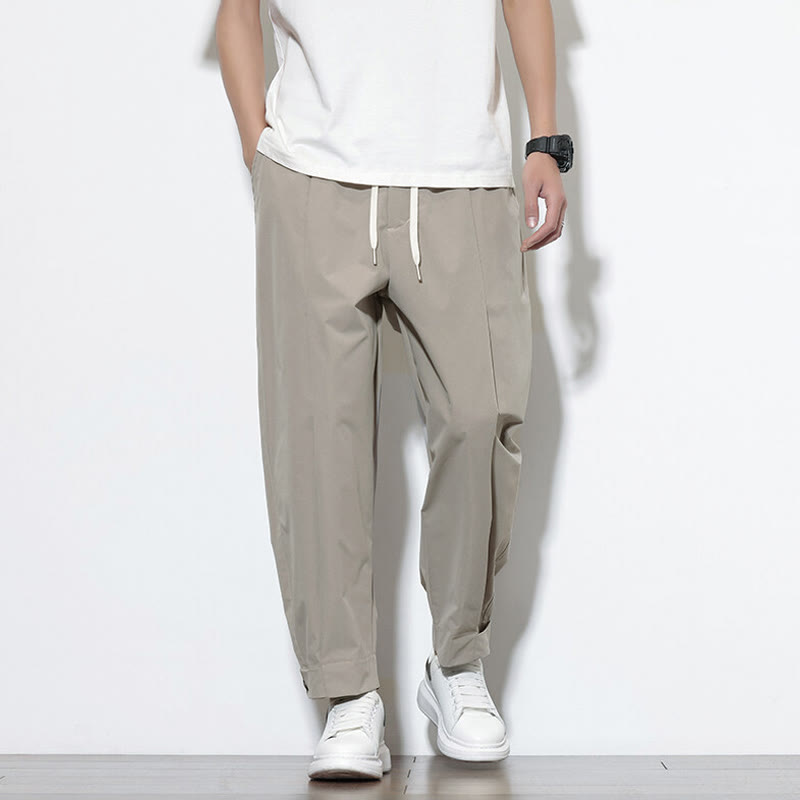 Pantalon harem homme Buddha Stones, couleur unie décontractée, avec cordon de serrage et poches - Gris - US/UK/AU46，EU56 (5XL) - image 6