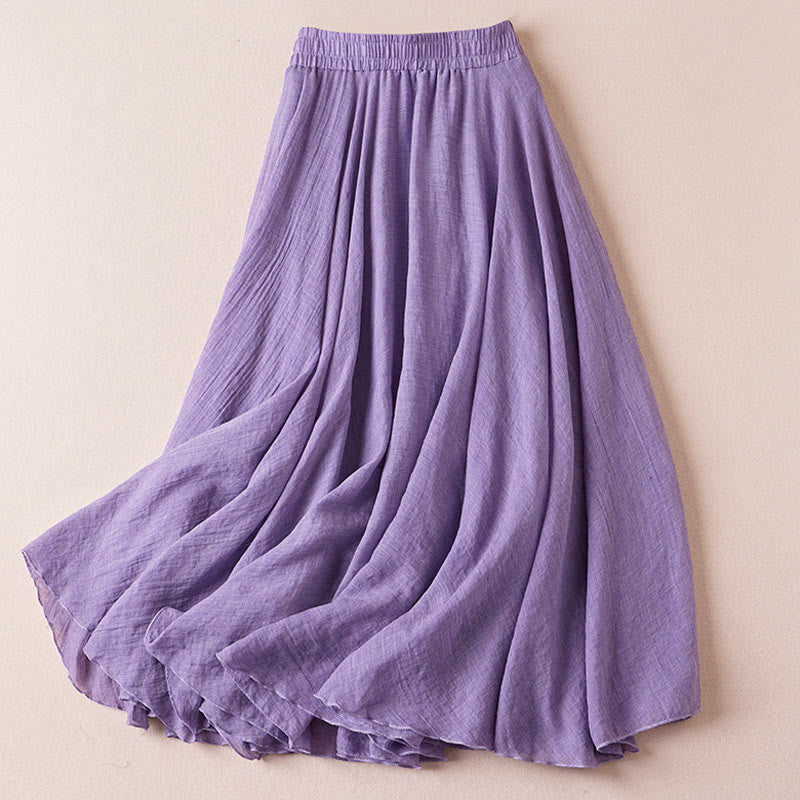 Jupe taille haute pour femme, style vintage décontracté, couleur unie, à Buddha Stones - Orchidée moyenne - US4-6，UK/AU8-10，EU36-38 (F) - image 27